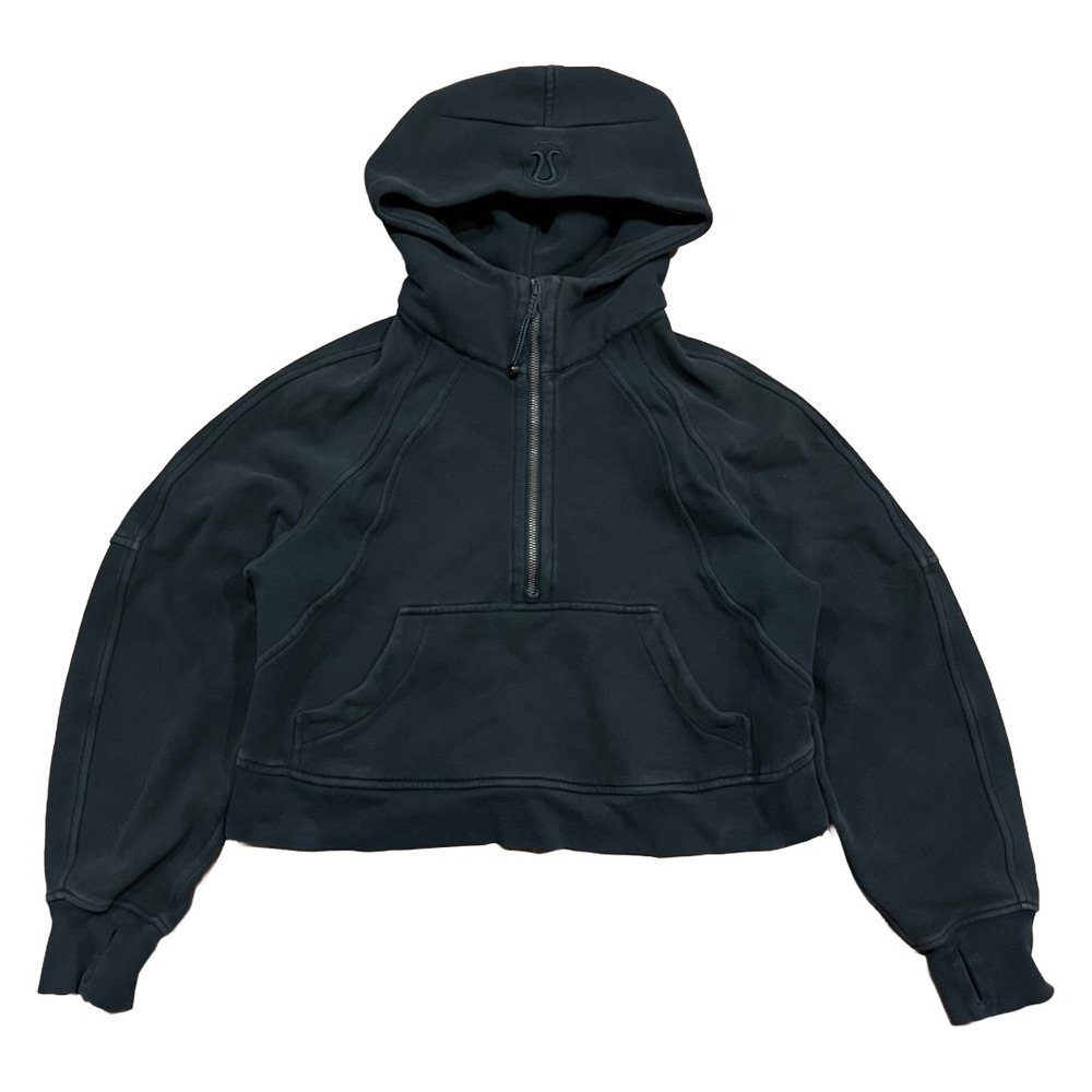 Lululemon Scuba Half Zip Hoodie XS/S Dark Green Relaxed Cropped LW3DM4S